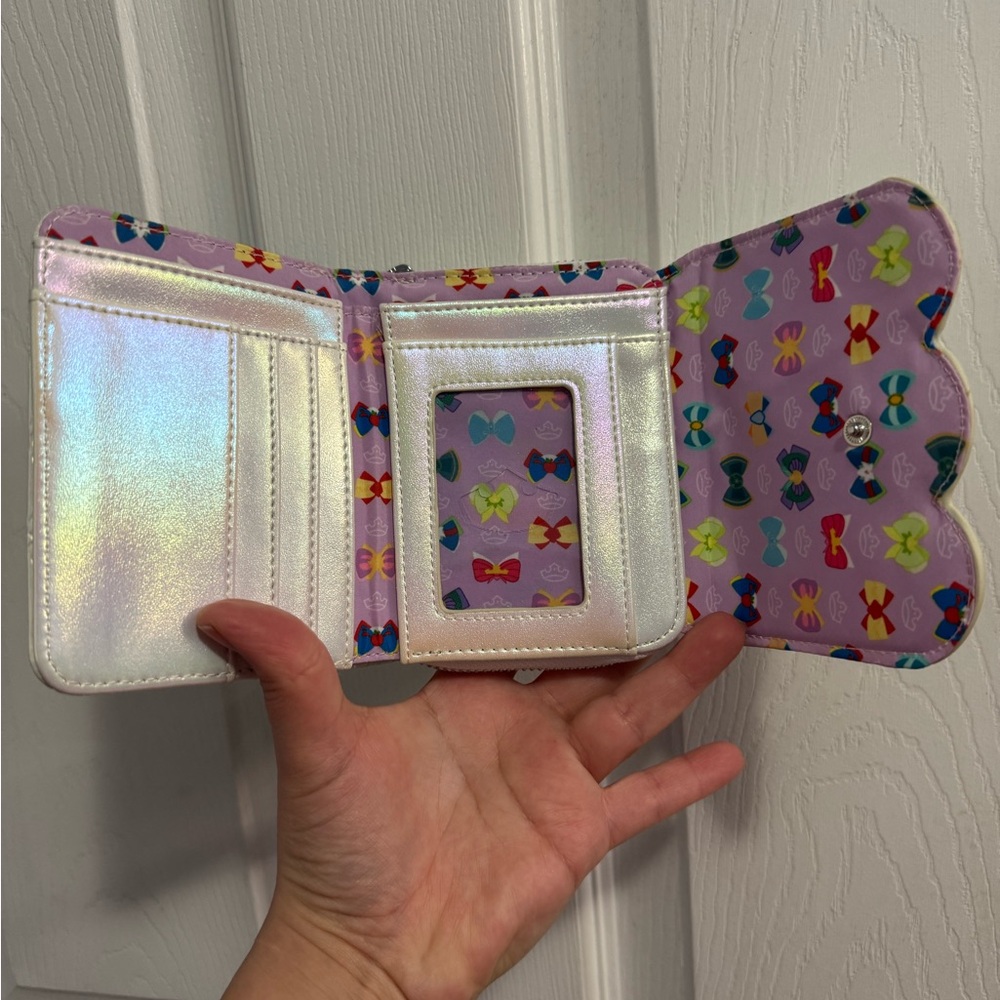 Loungefly White Iridescent Mini Wallet with Colorful Bow Appliqués - Picture 3 of 9
